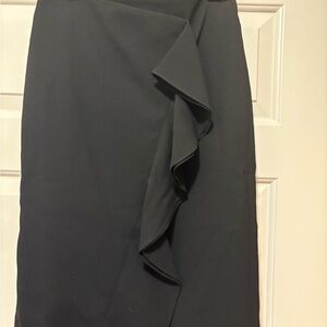 J. Crew Black Pencil Skirt with Ruffled Detail